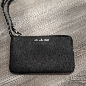 Michael Kors Black Wristlet with Silver Accents